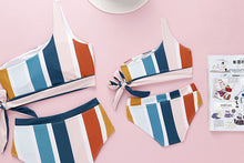 Load image into Gallery viewer, Final Sale -- One Shoulder Stripe Family Matching Swimsuit - Cara Mia Kids