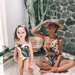 Final Sale -- Tropical Print Family Matching Swimsuit - Cara Mia Kids