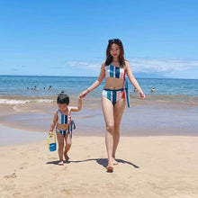 Load image into Gallery viewer, Final Sale -- One Shoulder Stripe Family Matching Swimsuit - Cara Mia Kids