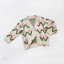 Load image into Gallery viewer, Cashmere Blend Argyle Cardigan Sweater - Cara Mia Kids