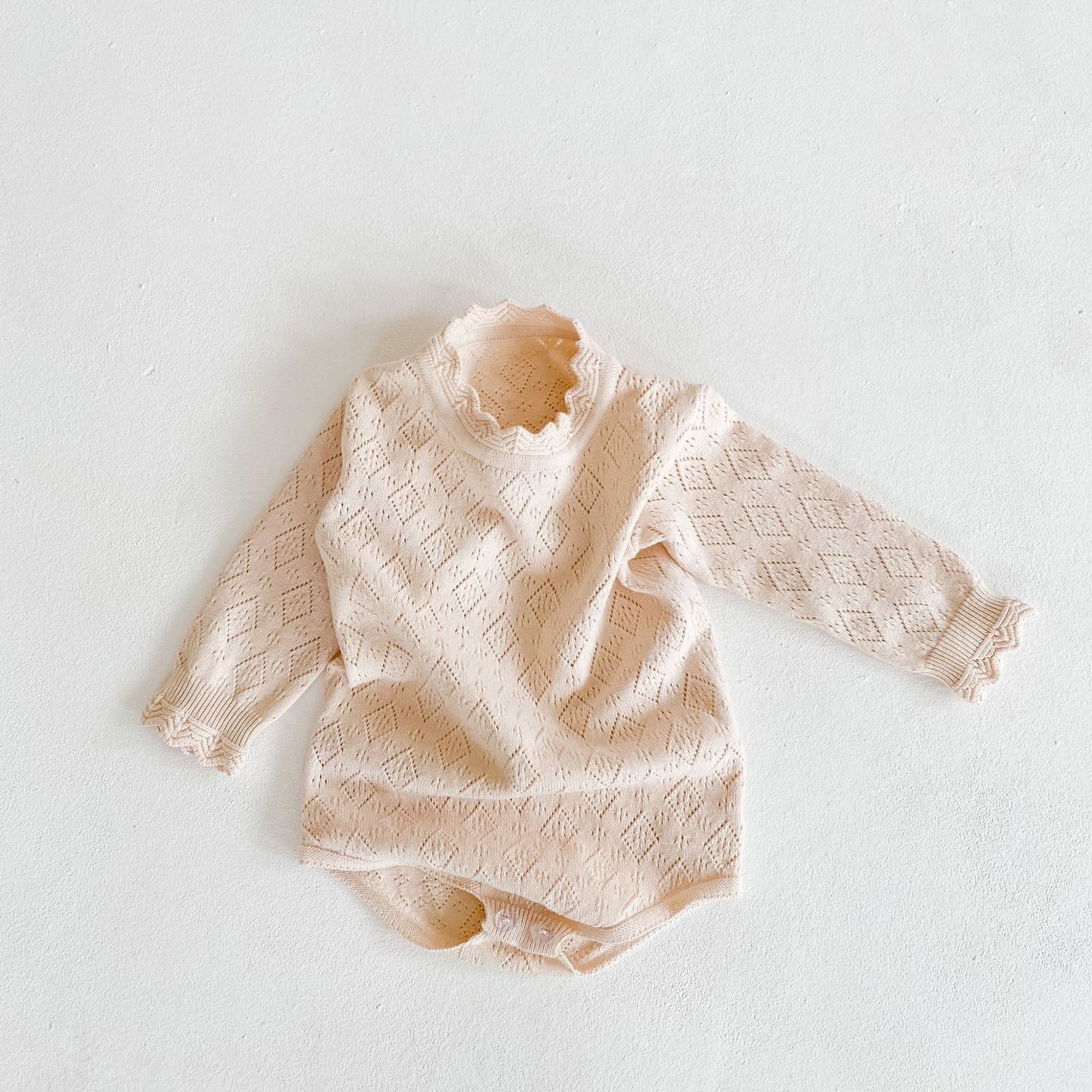 Lace Knitted Long Sleeve Onesie - Cara Mia Kids