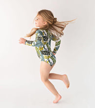 Load image into Gallery viewer, Final Sale -- Kids Leaves Print Sun Guard Swimsuit - Cara Mia Kids