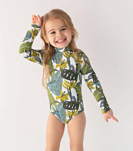 Load image into Gallery viewer, Final Sale -- Kids Leaves Print Sun Guard Swimsuit - Cara Mia Kids