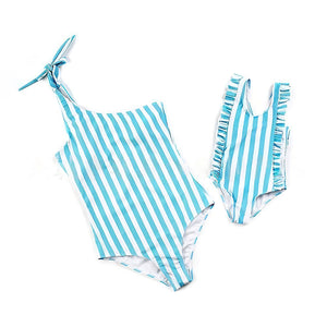 Final Sale -- Blue Stripes Family Matching Swimsuit - Cara Mia Kids