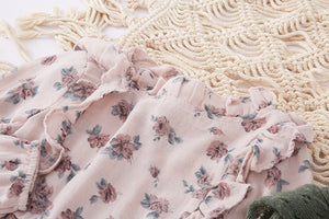 Vintage Floral Linen Dress - Cara Mia Kids