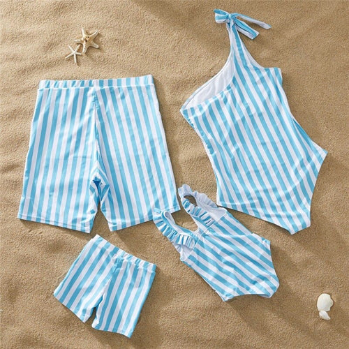 Blue Stripes Family Matching Swimsuit - Cara Mia Kids